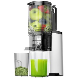Cold Press Juicer, 5.8" Wide Feed Chute Juice Extractor Machine with 400W, High Juice Yield, Slow Masticating Juicer for Whole Vegetables & Fruits, Premium Silver