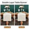 Reversible Double Layer Table Runner Faux Linen Fabric Beige Table