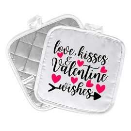 I Tolerate You | Funny Decorative Kitchen Oven Mitt Hot Plate Pot Holder Set | Valentines Day Hearts | Love Kisses And Valentine Wishes | White Oven Home Decor Holiday Decoration