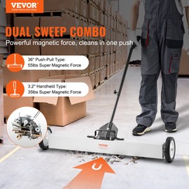 VEVOR Heavy-Duty 36-Inch Magnetic Sweeper with Wheels - Telescoping Magnetic Pickup To - 36 + 3.2 in