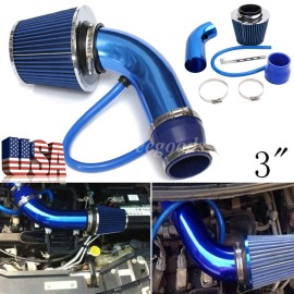 Unbranded Car Cold Air Intake Filter Induction Kit 3" Pipe Aluminum Power Flow Hose System