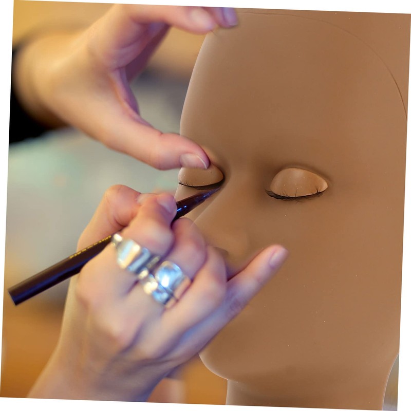 Healvian 1pc Training Mannequin Head with Replaceable Eyelids Realistic Makeup