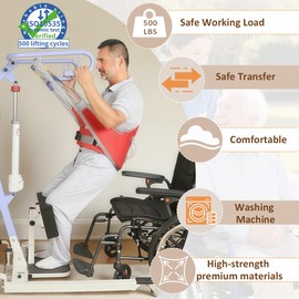 EZ Assistive Sit to Stand Patient Lift Sling with Pad,Stand Assist Sling for Patient Transfer,Soft Back Support SWF 500lb (Red, Large)