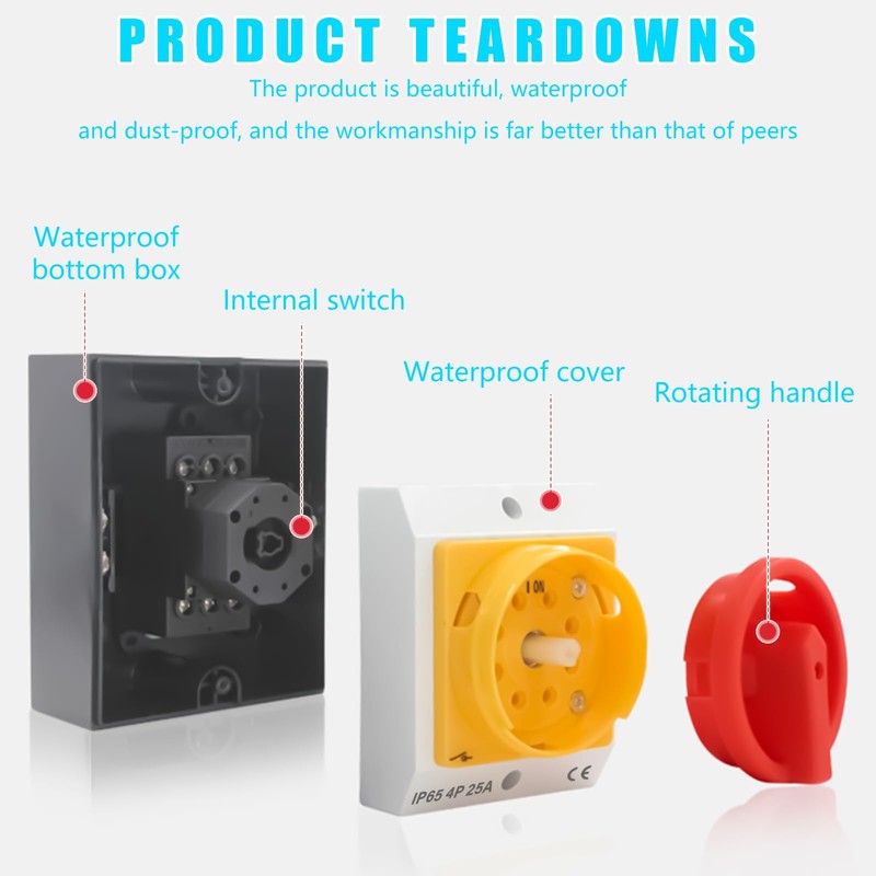 Main Switch Circuit Breaker 25A: 4-Pin Main Switch in Housing,