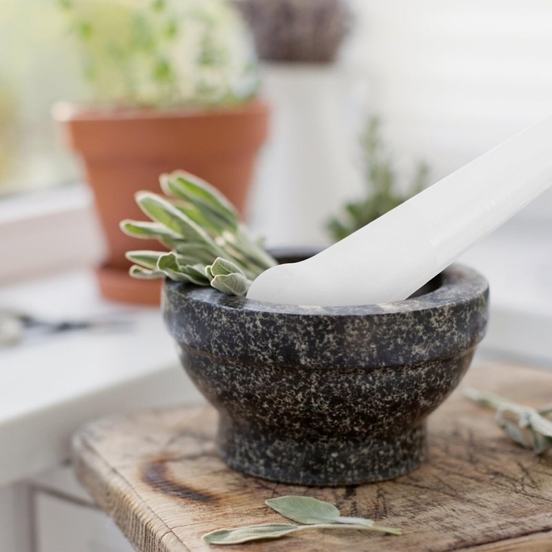 HEALLILY Ceramics Pestle Grinder Pestle Herb Food Grinding Stick Spice