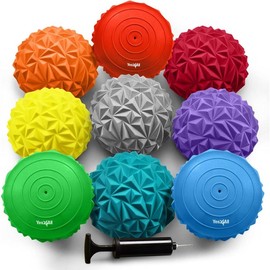 Exercise Hedgehog Balance Pods for Core Body Balancing-for Kids & Adults, Comes with Hand Pump-Set of 6 - Colour: 5. Advance Balance Pod Set Of 9
