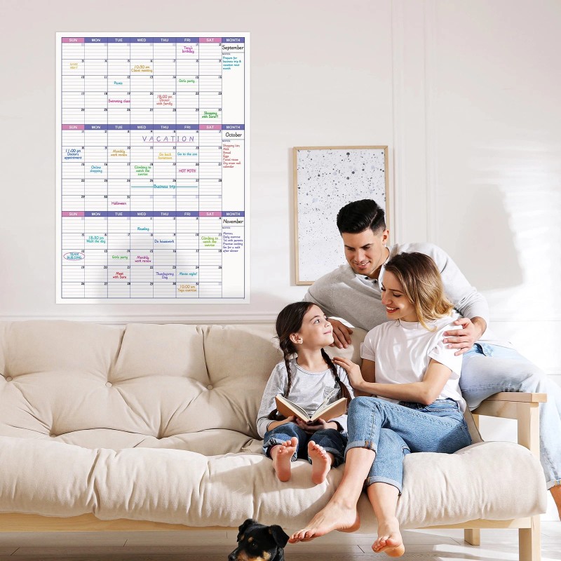 BooQool Large Dry Erase Calendar for Wall - Undated 3
