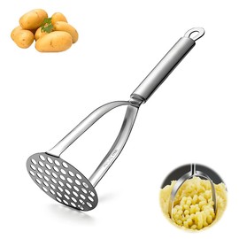 YUHENGCT Potato Masher Stainless Steel Vegetable Fruits Boiled Eggs Cooking Utensils Baby Food Cookware Potatoes Sweet Potatoes Carrot Mashed Potato Kitchen Commercial Use (Silver)
