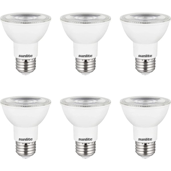 Sunlite 41620 LED PAR20 Long Neck Spotlight Bulb, 8 Watt (50W Halogen EQ), 500 Lm, 40° Flood Beam, Medium E26 Base, 90 CRI, Waterproof, Dimmable, T20/T24/CEC & UL Listed, 4000K Cool White, 6 Count