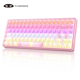 MageGee Light84 Mechanical Gaming Keyboard with RGB Keycaps, EVA Sound-Absorbing Pad, Hot Swappable, Transparent Design, Supports Dual Systems gaming room supplies - Colour: Black transparent