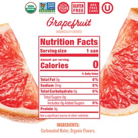 Nixie Sparkling Water, Grapefruit | 12 fl oz cans, 24 pack | Organic, Non-GMO, 0 Calories, 0 Sugar, 0 Sodium