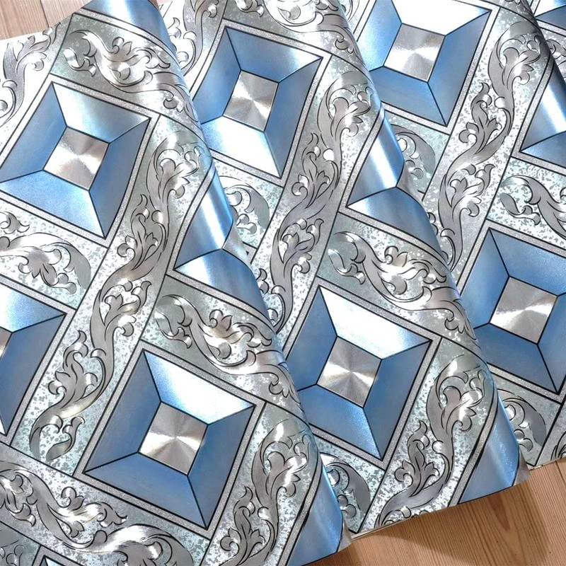 QIHANG Silver Foil Mosaic Square Lattice Background Flicker Wallpaper Gold
