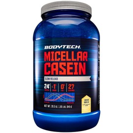 BODYTECH Micellar Casein Protein Powder - Slow-Release for Overnight Muscle Recovery - 24g Protein per Serving - French Vanilla (2 lb)