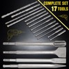 17Pcs Rotary Hammer Drill Bits & Chisels, SDS Plus Bits,