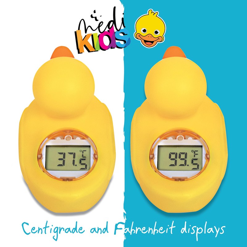Medikids Duck Bath Thermometer - Waterproof, Color-Coded Display, Quick-Read, Energy