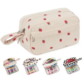 Bluboon Big Capacity Pencil Case Pencil Pouch Pen Case School Supplies Cute Pencil Box Pencil Bag for Teen Girls Boys Women Man (Strawberry Beige)