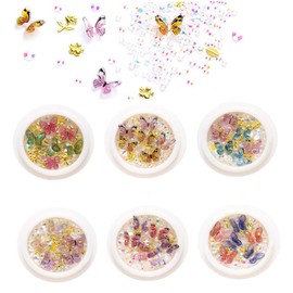 Mikinona Nail Rhinestone Manicure Charms 6 Boxes Elegant Nail Art Stickers Set for Salon or Home Use