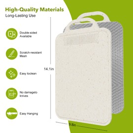 Laokiiy Titanium Cutting Board,Cutting Board for Kitchen Cutting Boards Double Sided with Pure Titanium & Wheat Straw PP, Easy to Clean, Non-Slip, for Meat & Vegetables, Kitchen Gift14.1X9.8