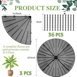 Sawysine 3 Pcs Plant Pot Cover Plant Protector from Animal Flower Pot Grid with Center Cutout Flower Cover Soil Protectors(Black,20.5 in)