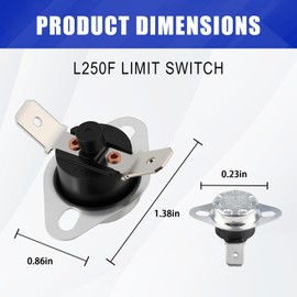 2 PCS Universal Furnace L250F Manual Reset Limit Switch Replaces 36TX16, 611868, SLR250, L250F, 47-22861-03, 78L29, 78L2901 Thermostat