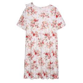 AVIIER Hospital Gowns for Women Open Back Adaptive Clothing Nightgowns Post Shoulder Surgery Dress White Flower M