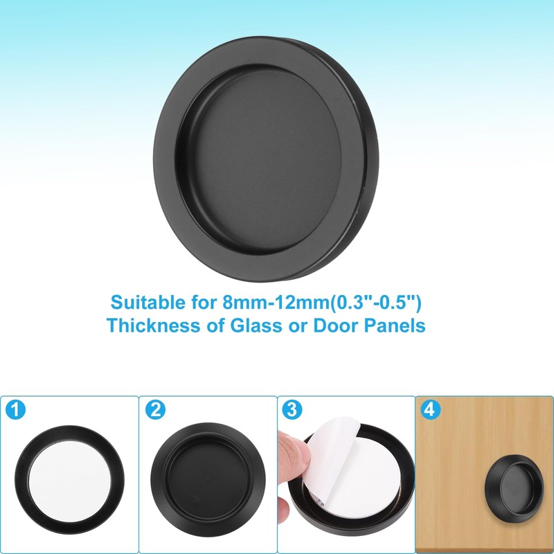 uxcell 2PCS Round Shower Glass Sliding Door Handles, 0.2" Aluminum