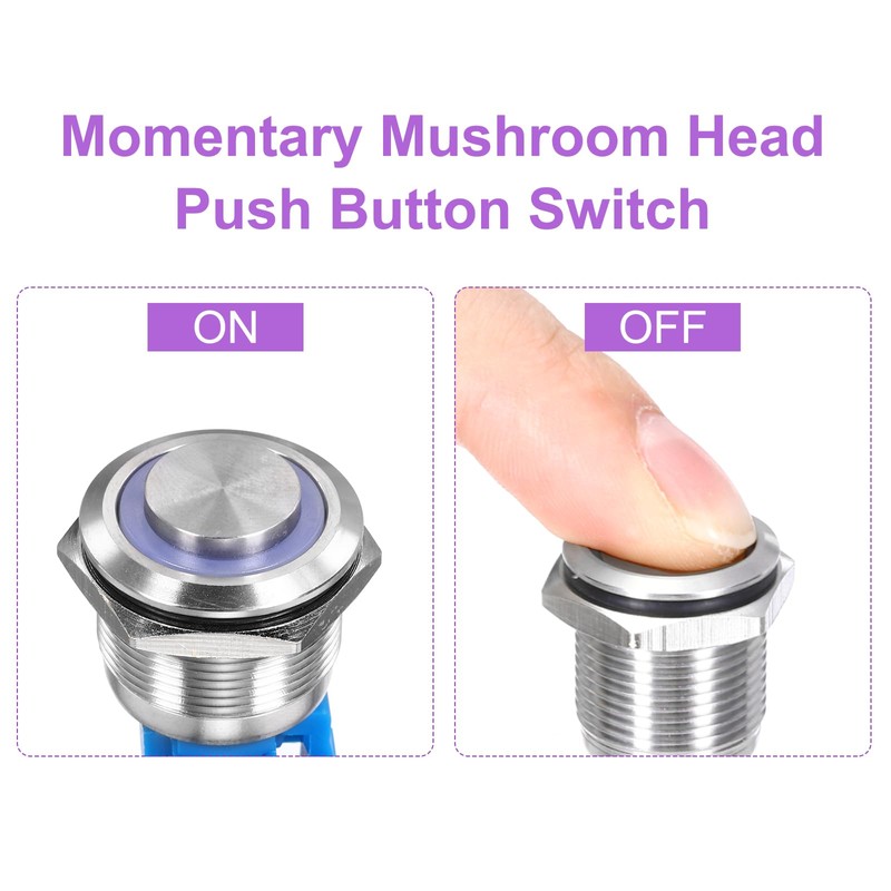 DMiotech 2 Pack 7/8 Inch Stainless Steel Latching Push Button