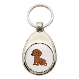 Huuraa Key Ring Short Hair Dachshund Dachshund Comic Gift Shopping Trolley Token Short Hair Dachshund Gift Idea, metal, Unit size