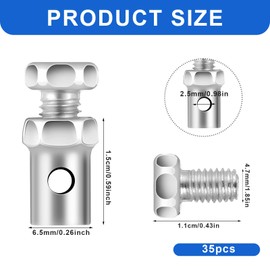 Tucnoeu 35pcs Throttle Cable Nipple Screw Nipple, Universal Bowden Cable Nipple, Screw Nipple for Bowden Cable, Bicycle Brake Cable Ends for Go Karts, Motorcycles, Scooters, Tractors, Steel