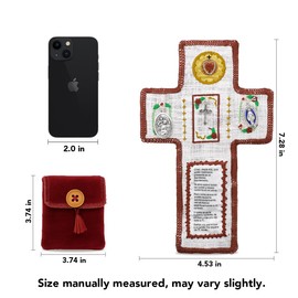 Onism 3Pcs Prayer quilt with cross inside,Mini Handcrafted pocket devotional,Portable Pocket Shrine Catholic, Christian Gifts for Catholic Women(Spanish)