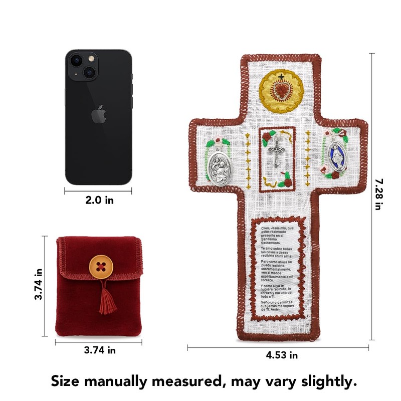 Onism 3Pcs Prayer quilt with cross inside,Mini Handcrafted pocket devotional,Portable