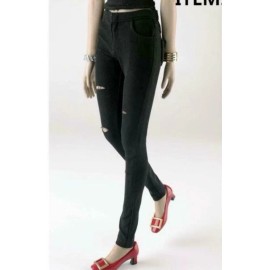 Unbranded 1/6 scale BLACK Ripped Distressed Slim Pants for 12'' FEMALE Action Figure Doll
