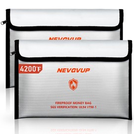 Fireproof Money Bag 4200°F - Heat Insulated, 9.8 x 6.5" Small Fireproof Document Bag with Waterproof Zipper, Fireproof Bag with Reflective Strip and Fireproof Edeging, Fire Pouch Set for Valuables