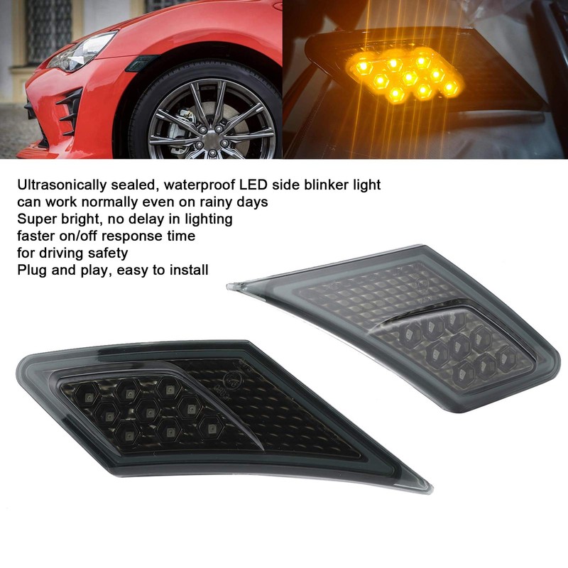 Akozon LED Side Marker Turn Signal Leaf Light Lens for