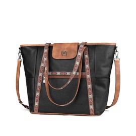 FADEON Large Laptop Tote Bag for Women Designer Leather Laptop Bag Fashion Travel Backpack Purse Shoulder Handbag Brown