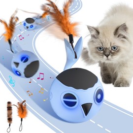 ORSDA Cat Toys, Interactive Cat Ball Toys for Indoor Cats, All Breeds of Indoor Adult Cat and Kitten Toys, Fast Rolling Motion Activated Chirping Stimulating Light, Electric Automatic Bird-Shaped Cat