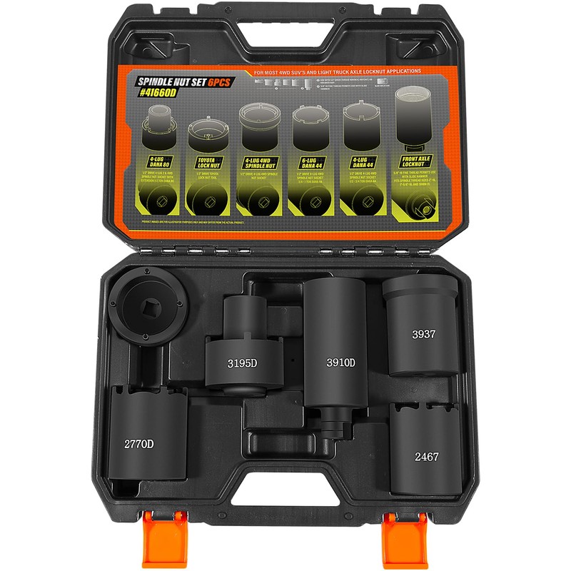 6 Pack Spindle Socket Set, 41660D 4WD Axle Hub Lock