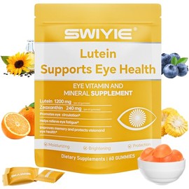 Gomitas de luteína: suplemento de vitaminas y minerales para los ojos con 20 mg de luteína y 4 mg de zeaxantina. Vitaminas gomosas para apoyar la salud ocular. Sabor natural. 60 unidades.