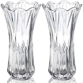 Pumtus 2 Pack Glass Flower Vases, 9.5 Inch Thickened Clear Phoenix Tail Vase, Decorative Modern Plant Vase for Centerpieces, Home Decor, Wedding, Party, Office