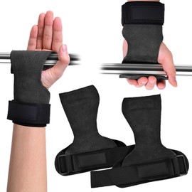 Weight Lifting Wrist Strap Cowhide Material Robust Lifting Straps for Gym Deadlift and Powerlifting Adjustable lifting straps Men/Women(Pair) (Black)