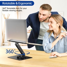 BESIGN LS12 Laptop Stand with 360° Rotating Base, Ergonomic Adjustable Notebook Holder, Riser Holder Computer Stand Compatible with Air, Pro, Dell, HP, Lenovo More 10-14" Laptops (Black)