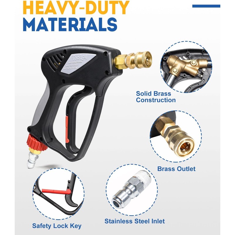 TOOLCY Pressure Washer Gun, Short Power Washer Gun, Commercial 5000