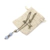 Women's necklace with blue quartz bead pendant and antique bronze