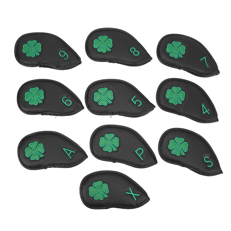 10 PCS Golf Club Head Covers Four Leaf Clover Pattern