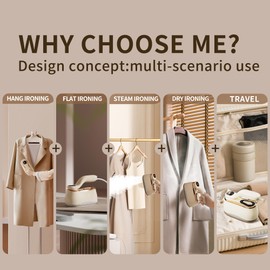 Mitdir Portable Clothes Steamer 175x80mm Ceramic Glaze Panel Iron LCD 220ml Water Tank 1200W&15s Fast Heat Up 4-speed Steamer for Clothes of all Fabrics Dry&Wet Iron for Home Travel Business Trip