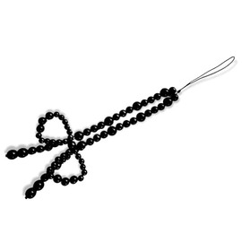 Meefisher Black Pearl Bow Knot Phone Charm Strap Beaded Phone Lanyard Pendant Cute Y2K Aesthetic Accessorie String