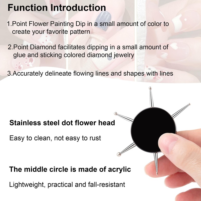 4Pcs Nail Dotting Tool Set,6-In-1 Circular Dotting Tools for Professional