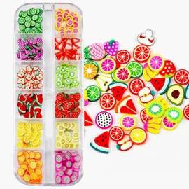 3D Fruit Nail Art Slices, Summer Slime Supplies, Decorations, Flakes, Accessories for Cute Designs, Women Girls Manicure, DIY Crafts, Fimo