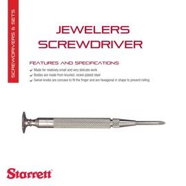 Starrett Jewelers Screwdriver with Knurled Grip and Nickel-plated Steel Bodies - Ideal for Fine, Delicate Work, and Relatively Small Work - #0 Phillips Blade Number - 555F