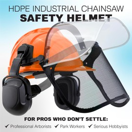 Raxwell Orange Chainsaw Safety Helmet – ANSI Certified 6-in-1 Forestry Hard Hat with Ear Muffs, 2 Visors, Goggles & Earplugs – 30dB Noise Reduction – Adjustable PPE for Arborists, Logging & Tree Work